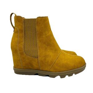 Athlefit Womens Boots Size 8 Tan Brown Hidden Wedge Heel Ankle Booties Slip On